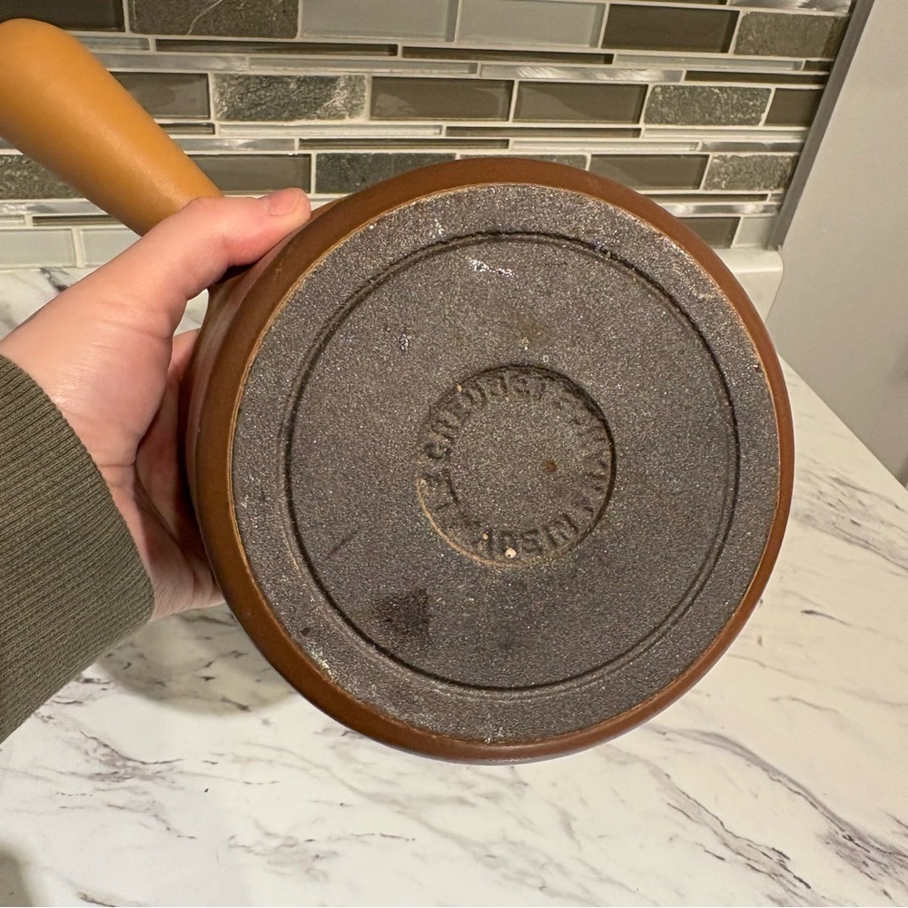 Vintage LeCreuset Fondue Pot Enameled Cast Iron Ombre Terra - Picture 15 of 16